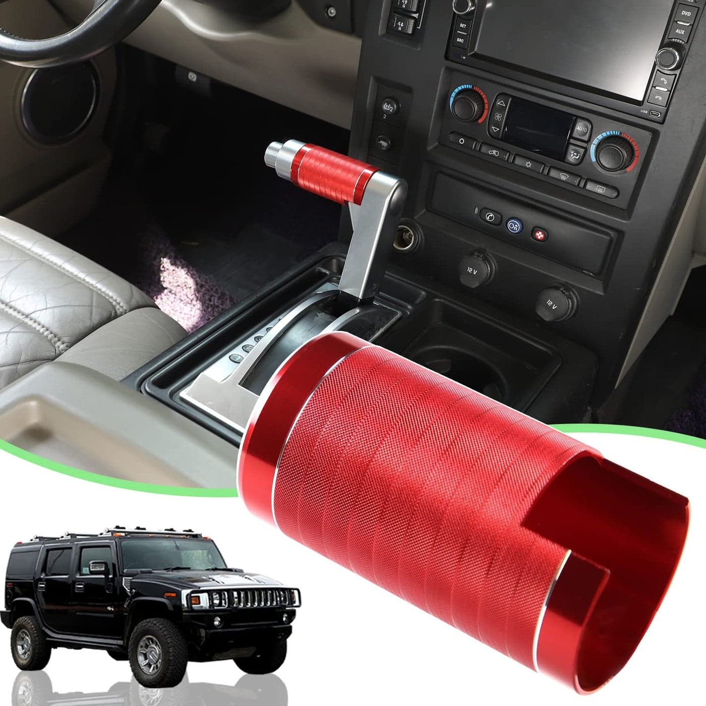 PIUGILH Car Shifter Shift Button Cover Trim Fit for 20032009 Hummer H2Central Control Dedicated Car Gear Shifter Head Replacement Protective Cover Red
