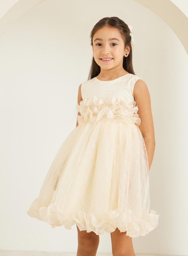 Girls Ruffled Mesh Party Dress