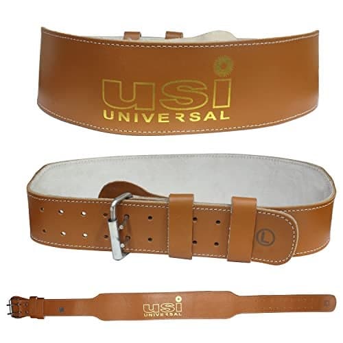 USI UNIVERSAL Weight Lifting Belt, Gym Belt, 790P 4" Unpadded Weight Lifting Belt, Grain Leather & Metal, Suede Leather Lining, Heavy Duty Nylon Thread Stitching, Zinc Plated Buckle (Size L)