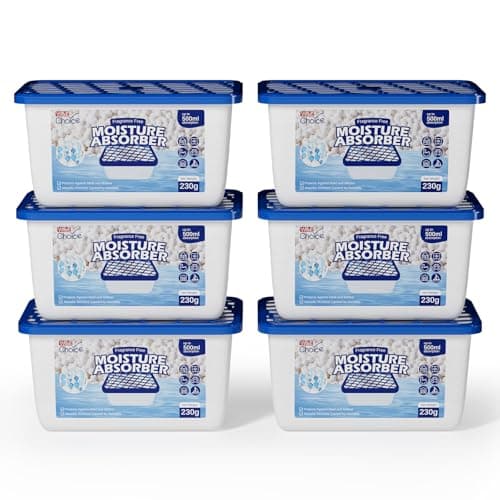W&E Choice Moisture Absorbers, Portable Humidity Absorber Boxes for Your Bathroom, Closet & Car, Dehumidifier with Fragrance Free, 6 Pack