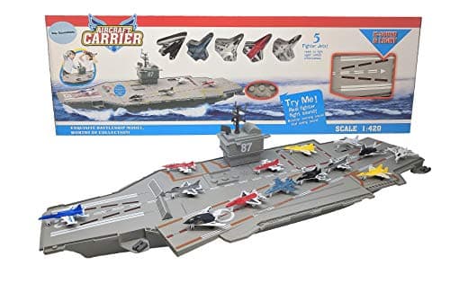 30 Inch Aircraft Carrier with Sound Effects and Light Up Runway 14 Fighter Jets