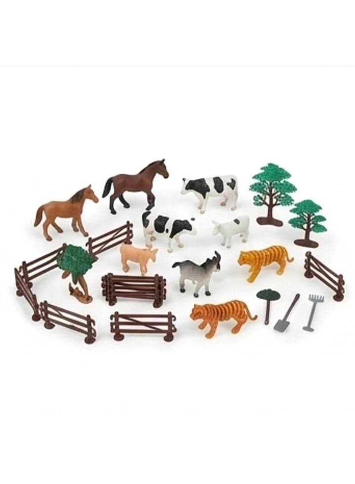 Farm Animals Playset, Farm Animal Figures Toy Set for Kids, Mini Barnyard Animal Toys for Pretend Play, Farm Themed Play Figures for Indoor & Outdoor Activities