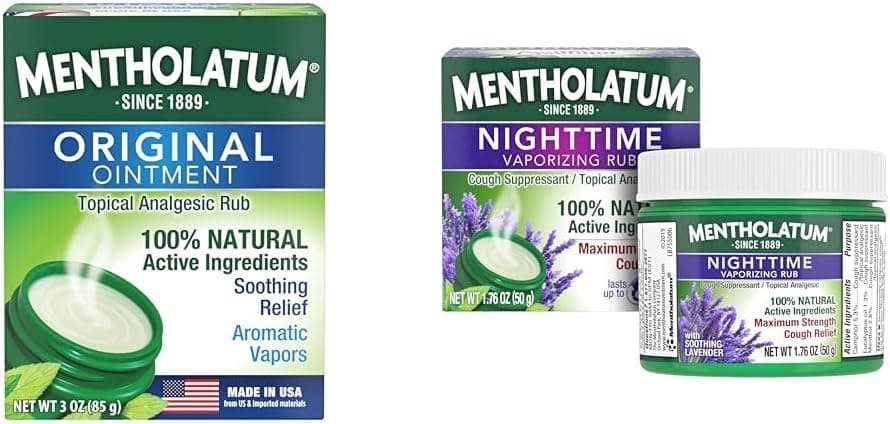 Mentholatum Original Chest Rub Ointment White 3 Ounce Nighttime Vaporizing Rub with Lavender 176 oz Cough Chest Relief