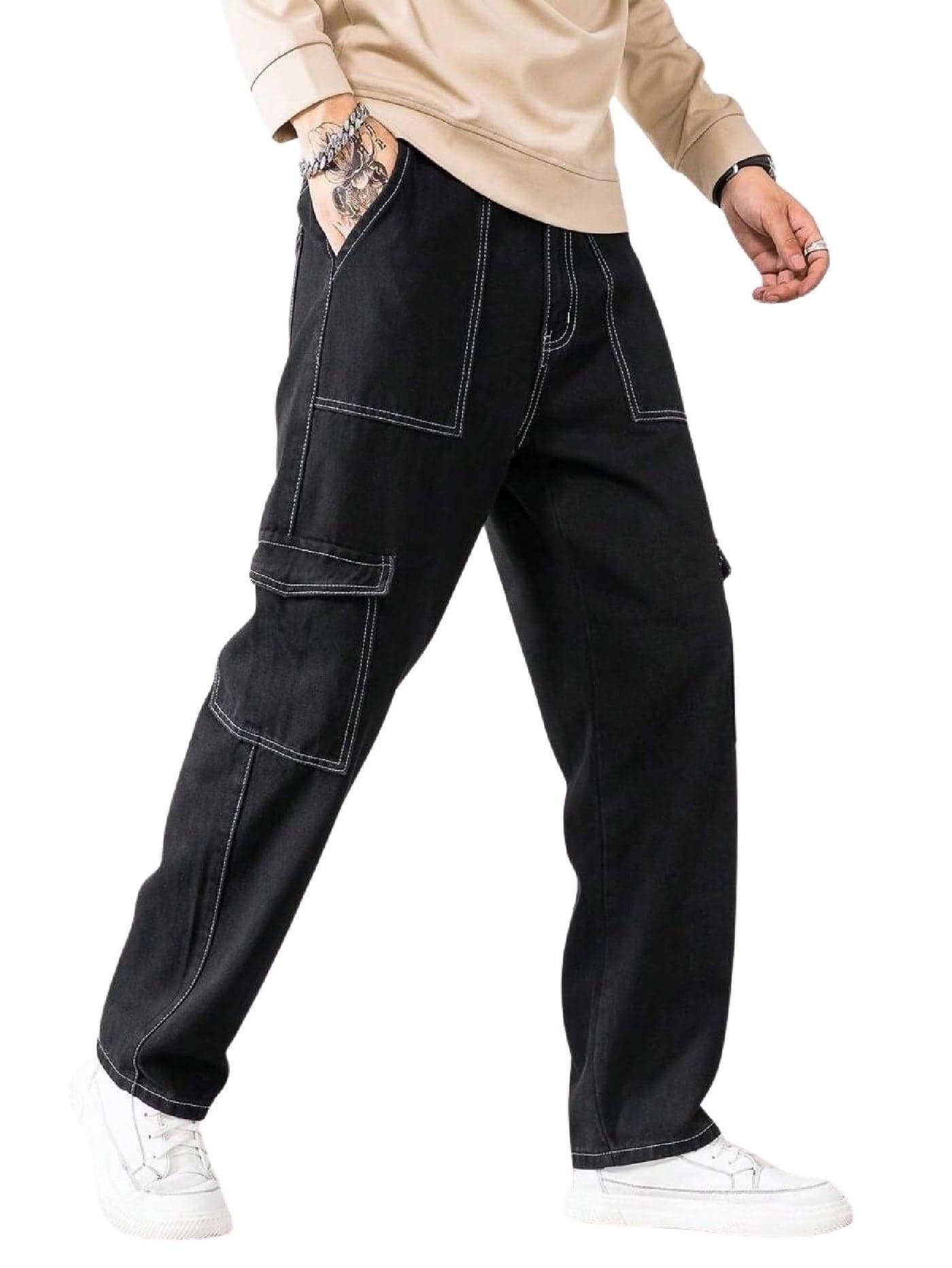 QNIM Jeans for Men || Men's Regular fit Stylish Jeans (Q-43-BLACK-34)