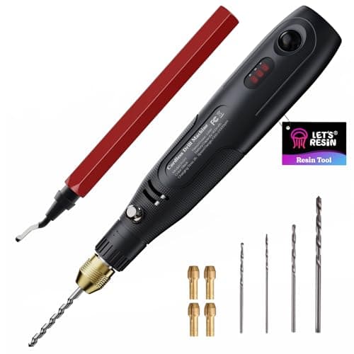 LET'S RESIN Cordless Drill, 19Pcs Electric Resin Jewelry Drill, 3-Speed Rechargeable Small Drill with Deburring Tool, Hand Drill for Resin Jewelry Making, Keychain Making, Multi-Purpose Resin Tools