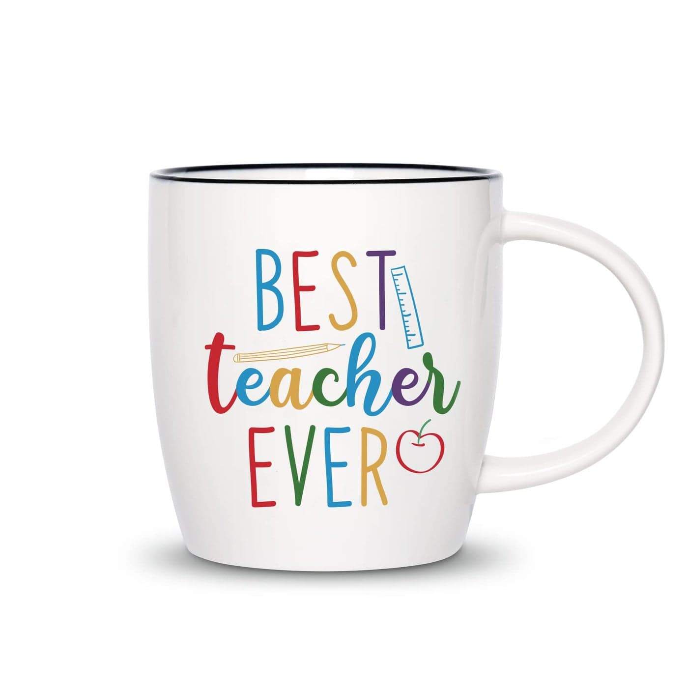 CARAKNOTS Teacher Appreciation Gifts for Women Best Teacher Ever Coffee Mug Teacher Gifts for Valentines Day Graduation End of Year Thank you Christmas Birthday White Ceramic Mug Cups 13 oz