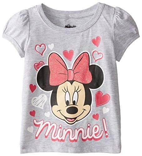Freeze Little Girls' Minnie Heart Toddler Girl Short Sleeve Tee, Heather Grey, 2T
