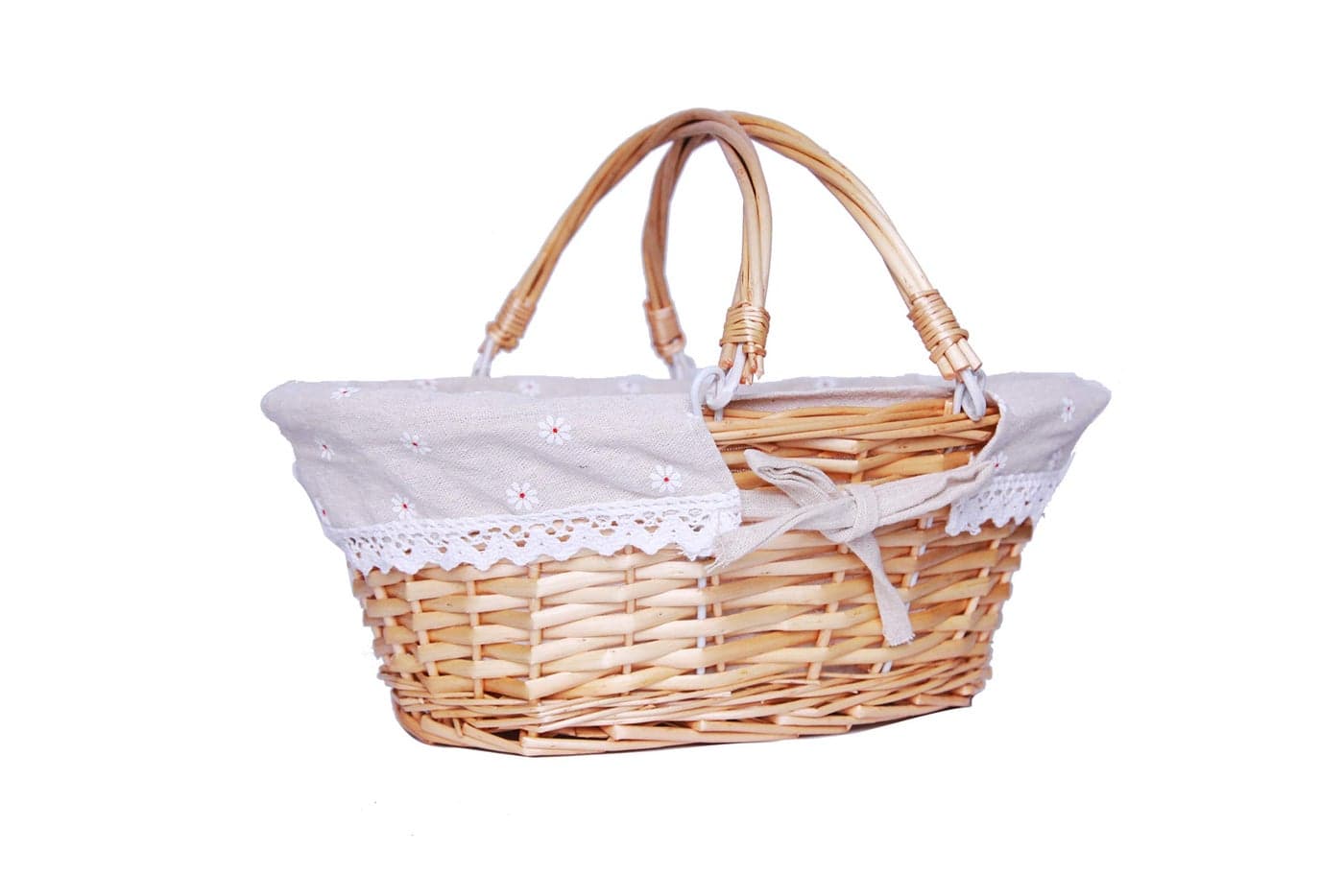 Oypeip Wicker Basket Gift Baskets Empty Oval Willow Woven Picnic Basket Cheap Easter Candy Basket Storage Basket Wine Basket with Handle Egg Gathering Wedding Basket Nature