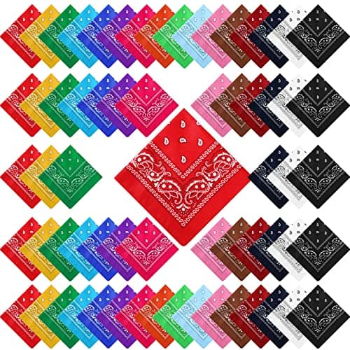 Handepo 100 Pack Bandanas Unisex Paisley Bandanas Bulk Multi Purpose Cowboy Head Wrap Necktie Face Cover Party Supplies, 21.26 inches (Stylish, Multicolor)