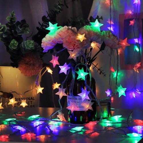 KHIZAR Multicolor Mini Star LED Lights – 16 LED Fairy String Lights for Magical Bedroom, Kids Room, Festival, Ramadan & Party Decoration