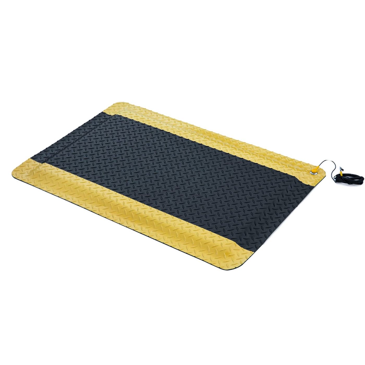 3 x 12 ESD AntiFatigue Conductive Mat Durable Heavy Duty Diamond Plate Soft Sponge Ergonomic Mat Non Slip Waterproof Floor Mats for CommercialIndustrial Work Thick 34 Black with Yellow Border