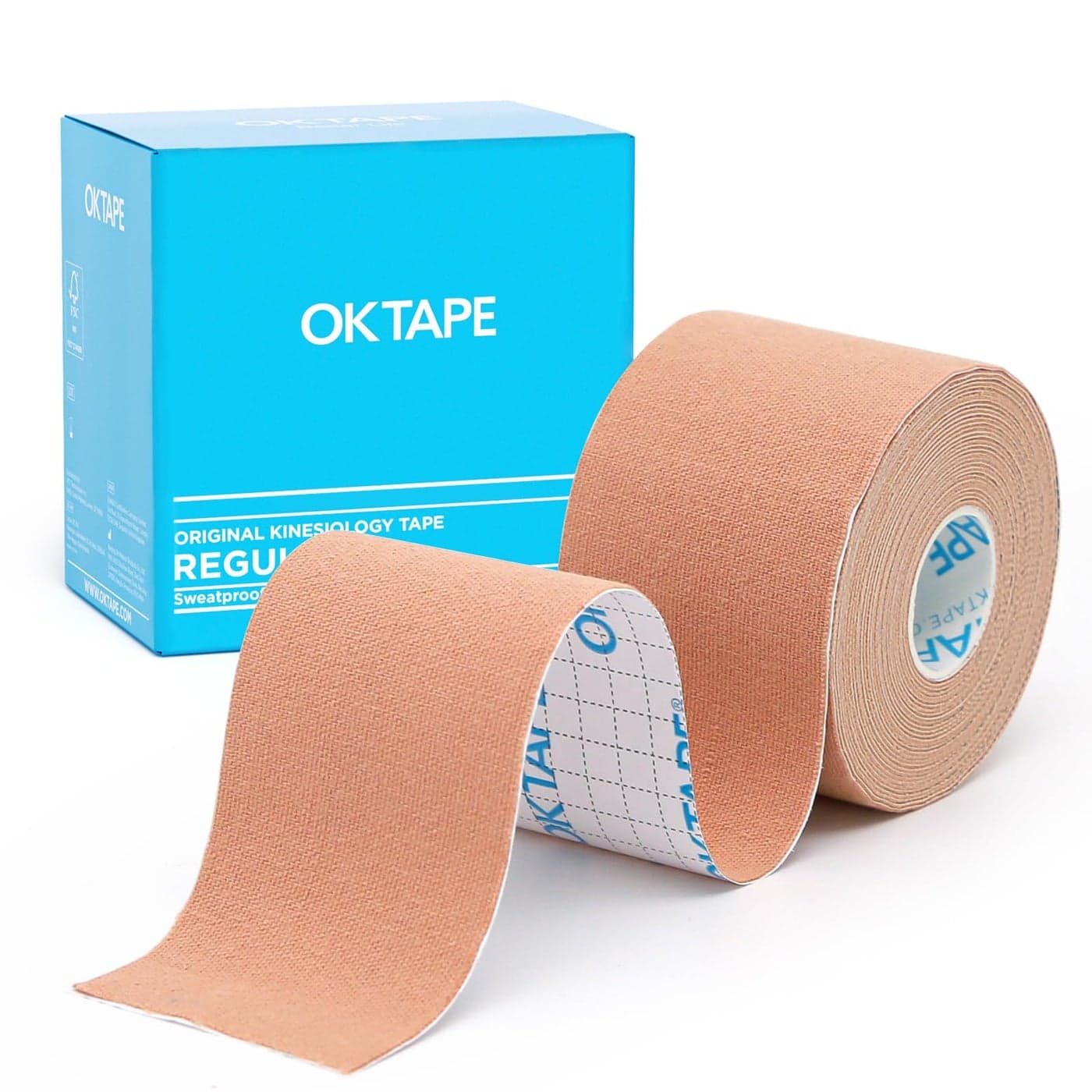 OK TAPE Kinesiology Tape Regular Original Cotton Elastic Athletic Tape for Support and Recovery Sports Tape 2in164ft Uncut Roll Beige