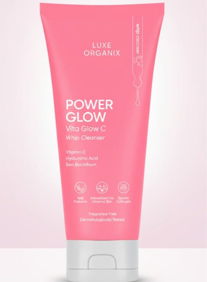 Power Glow Vita Glow C Whip Cleanser Face Wash Brightening Vitamin C Deep Cleansing 150 g