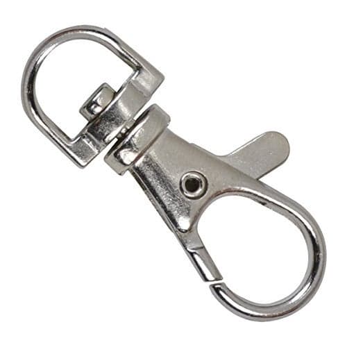 Bulk 50 Pack - Premium Metal Lobster Claw Clasp Hook Craft Findings - 1.5 Inch Clip with Trigger Snap and Round Eye Swivel D Ring by Specialist ID (Silver)