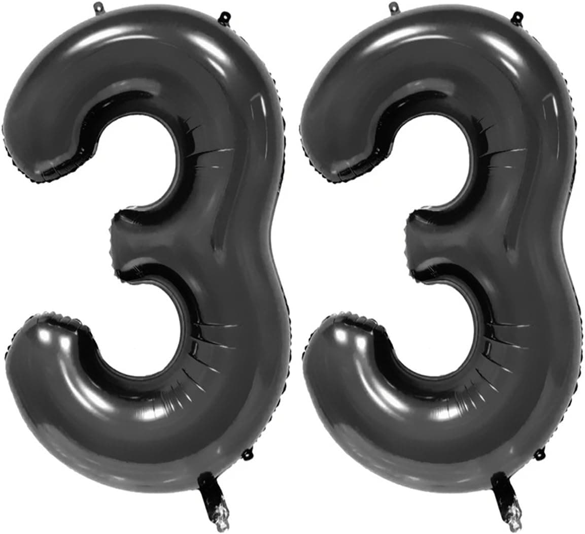 40inch Black Foil 33 Helium Jumbo Digital Number Balloons 33th Birthday Decoration for Women or Men 33 Birthday Party Supplies