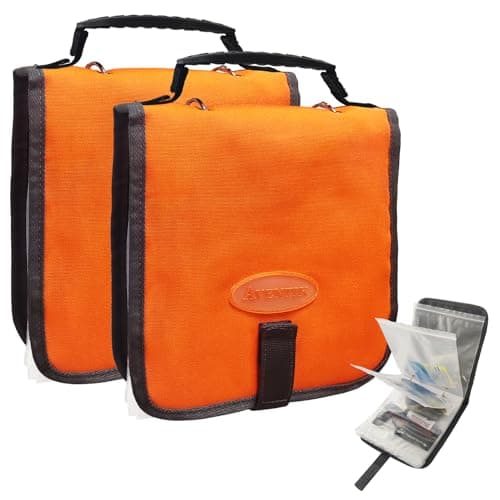 Aventik Fishing Tackle Binder Soft Cover Fishing Bait Organized Storage Rig Bag Soft Bait Binder Saltwater Resistant Fishing Bag 85x85x11inch2xorange