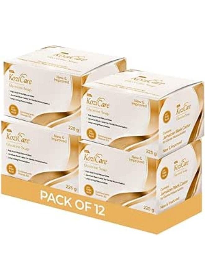 HealthVit Kozicare Glycerin Soap | Kojic Acid Skin Whitening Soap - Pack Of 12 | With Goodness Of Black Castor| Bath Soap For Healthy, Radiant Complexion | Both For Men & Women