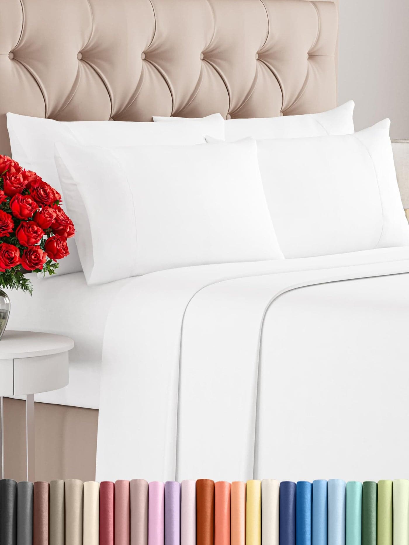 Queen 6 Piece Sheet Set - Cooling & Breathable Bed Sheets - Hotel Luxury Bed Sheets for Women, Men, Kids & Teens - Comfy Bedding w/ Deep Pockets & Easy Fit - Soft & Wrinkle Free - Queen White Sheets