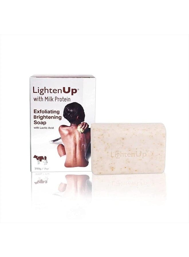 Lactic Acid Exfoliating Soap | 7.7 oz / 200 g | Brightening Bar, AHA Soaps, Fade Dark Spots on: Knees, Body, Armpits | with Shea Butter, Apricot, Milk Protein