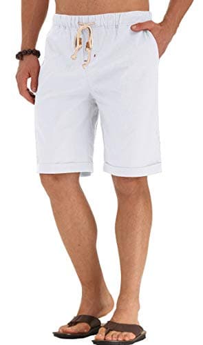 NITAGUT Men's Linen Casual Classic Fit Short (XL, 03White)