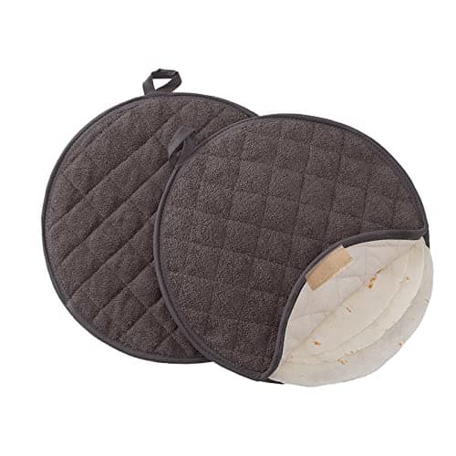 Lifaith Tortilla Warmer,Tortilla Server,Pancake Keeper,2-Pack 12 Inch,High Density Fabric Microwave-Safe Tortilla Server Bag for Keeping Food Warm & Soft at Home/Picnics(Dark Grey)