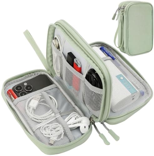 CAAORDKSO Cord Organizer Travrel Bag Electronic Organizer Travel Case Water Resistant Cable Organizer Pouch for Cable Cord USB Charger Phone Power Bank Earphone Mint Green Medium