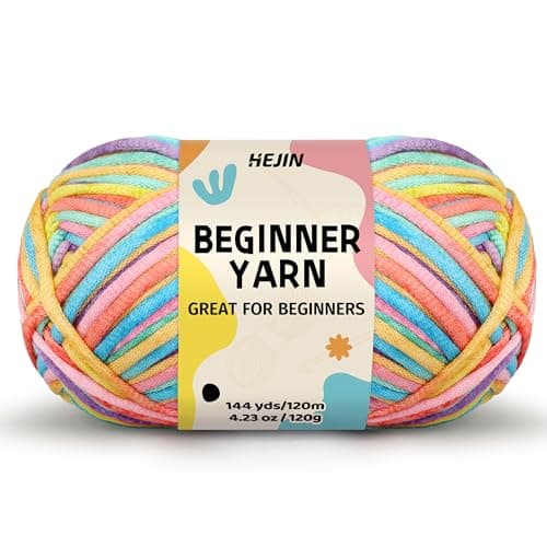 120g Candy Color Yarn for Crocheting and Knitting; Rainbow Yarn for Beginners with Easy-to-See Stitches;Worsted-Weight Medium #4;Yarn for Beginners Crochet Kit Making