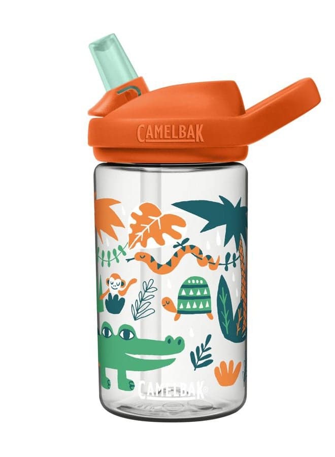 eddy+ 14oz Kids Water Bottle with Tritan Renew – Straw Top, Leak-Proof When Closed, Jungle Animals
