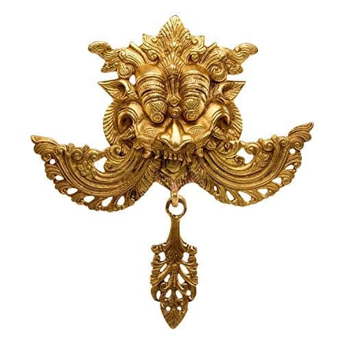 ARTVARKO Brass Najar Raksha Kavach for Home Shop Office Nazar Battu Kawach Wall Hanging Negative Energy Killer Evil Eye Protector Batu Door Knocker Gold Color