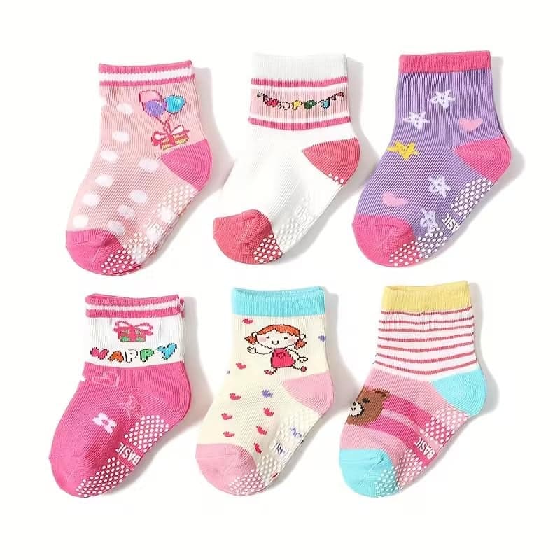 CUTEABLY Kid's/Baby's Cotton Grip Socks (Colors and Design May Vary)