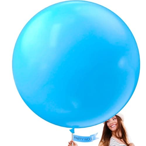 PartyWoo Light Blue Balloons 4pcs 36 Inch Baby Pastel Blue Latex Helium Balloons for Baby Shower Wedding Gender Reveal Graduation Mermaid Birthday Pool Anniversary Beach Party Decorations BlueY20