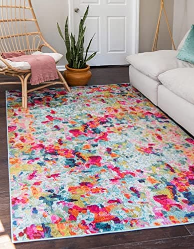 Unique Loom Chromatic Collection Area Rug Champagne 4 1 x 6 1 Rectangle Multi Blue