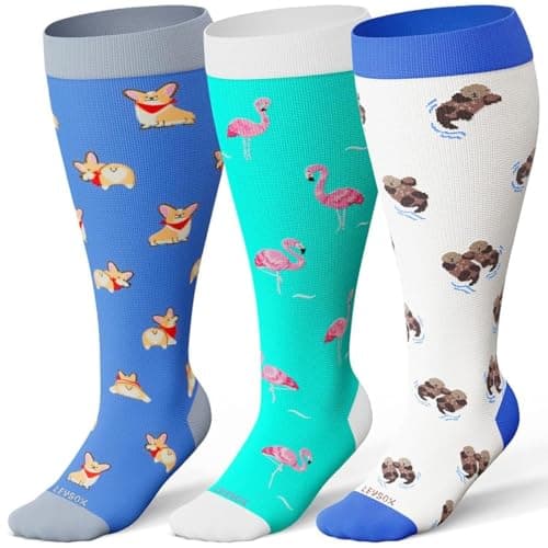 LEVSOX Wide Calf Compression Socks for Women Men Plus Size 15-20 mmHg Extra Large Knee High Support Sock for Nurses Pregnant Travel