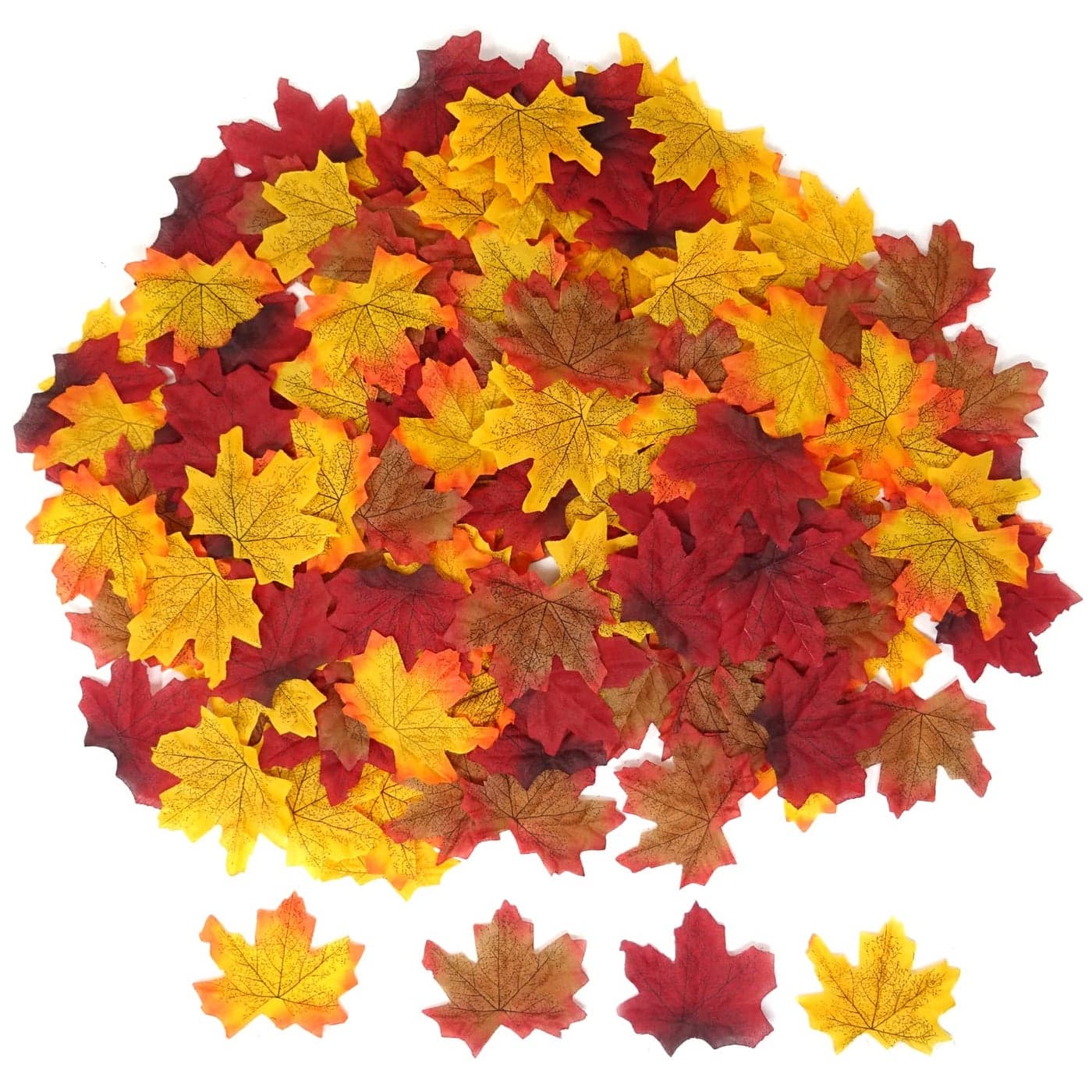 Honbay 200PCS 8cm31inch Assorted Color Artificial Maple Leaves Fall Leaves for Weddings Thanksgiving Day Parties Props Crafts B