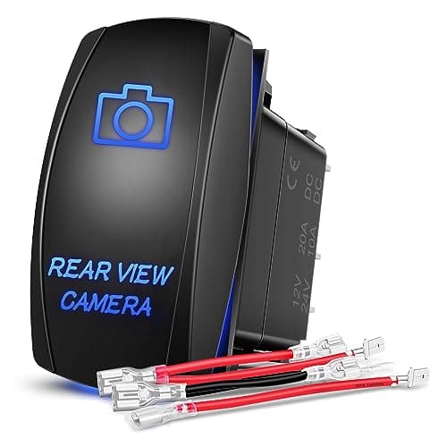 Nilight Rear View Camera Rocker Switch Led Light Bar 5 Pin Laser On Off SPST 20A12V 10A24V Blue with Jumper Wires Set for Cars Trucks Boats ATVs UTVs RVs