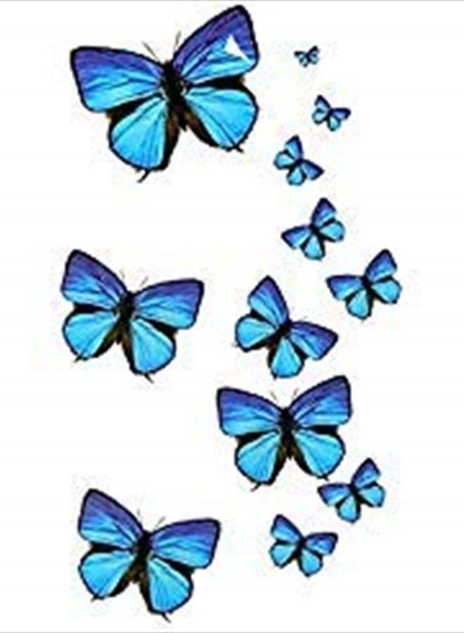 Small Cute Temporary Tattoo Blue Butterfly (2 Sheets)