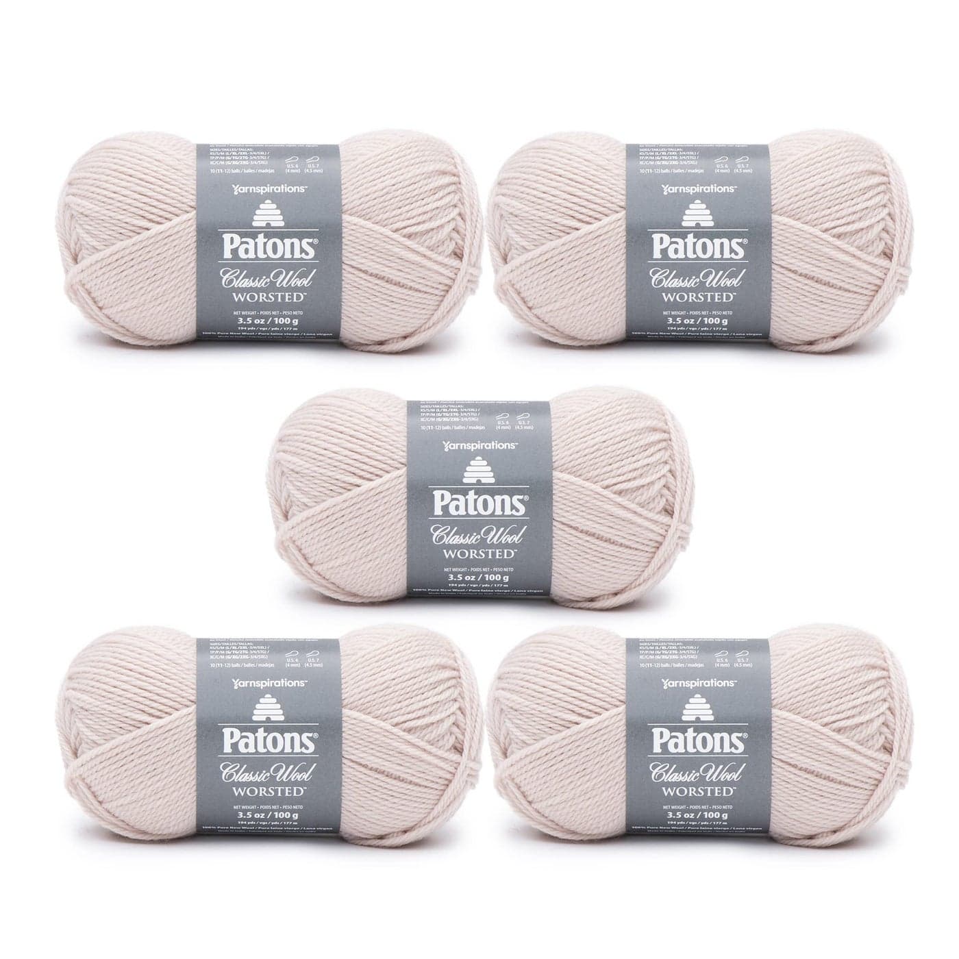 Patons Classic Wool Blush Yarn 5 Pack of 35oz100g Wool 4 Medium 210 Yards KnittingCrochet