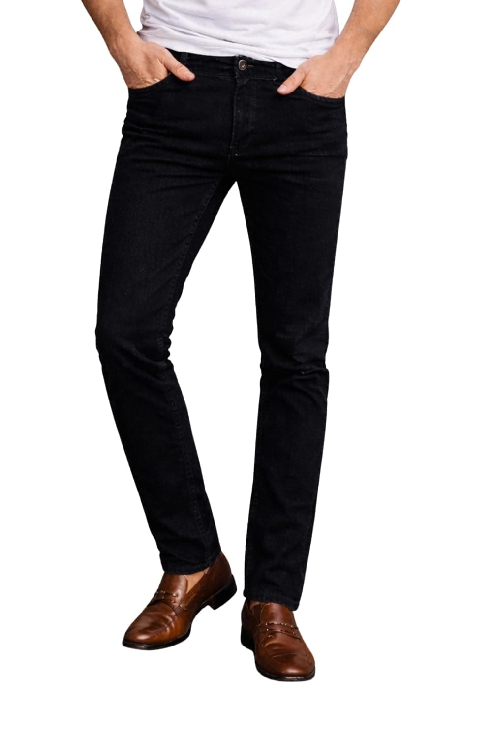 Louis Philippe Men's Slim Mid Rise Jeans (LRDNCSLPB23779_Black, 38