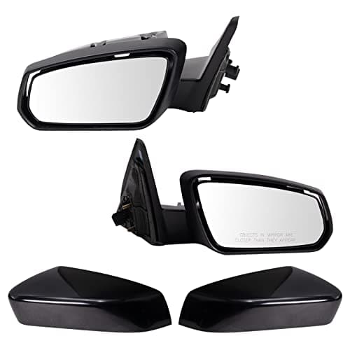 TRQ Driver & Passenger Side Power Mirror Set Smooth Black Manual Fold Without Heat Compatible with 2013-2014 Ford Mustang FO1320452 FO1321452