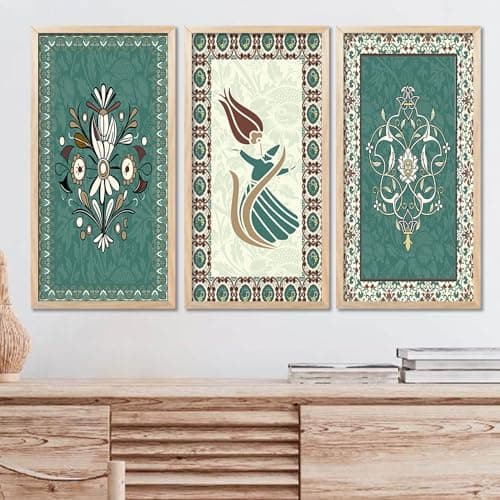 walllane Painting for Home Decoration |Traditional Indian Art Pichwai Wall Décor Paintings | Traditional Indian Art Pichwai Wall Décor Paintings Set of 3 (10x19 inch, D)