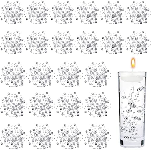 Tondiamo 24 Pcs Artificial Pearl String for Floating Candle Faux Pearls Beads String Party Garland Decoration for Vases Filler Wedding Centerpiece Christmas Party DecorSilver
