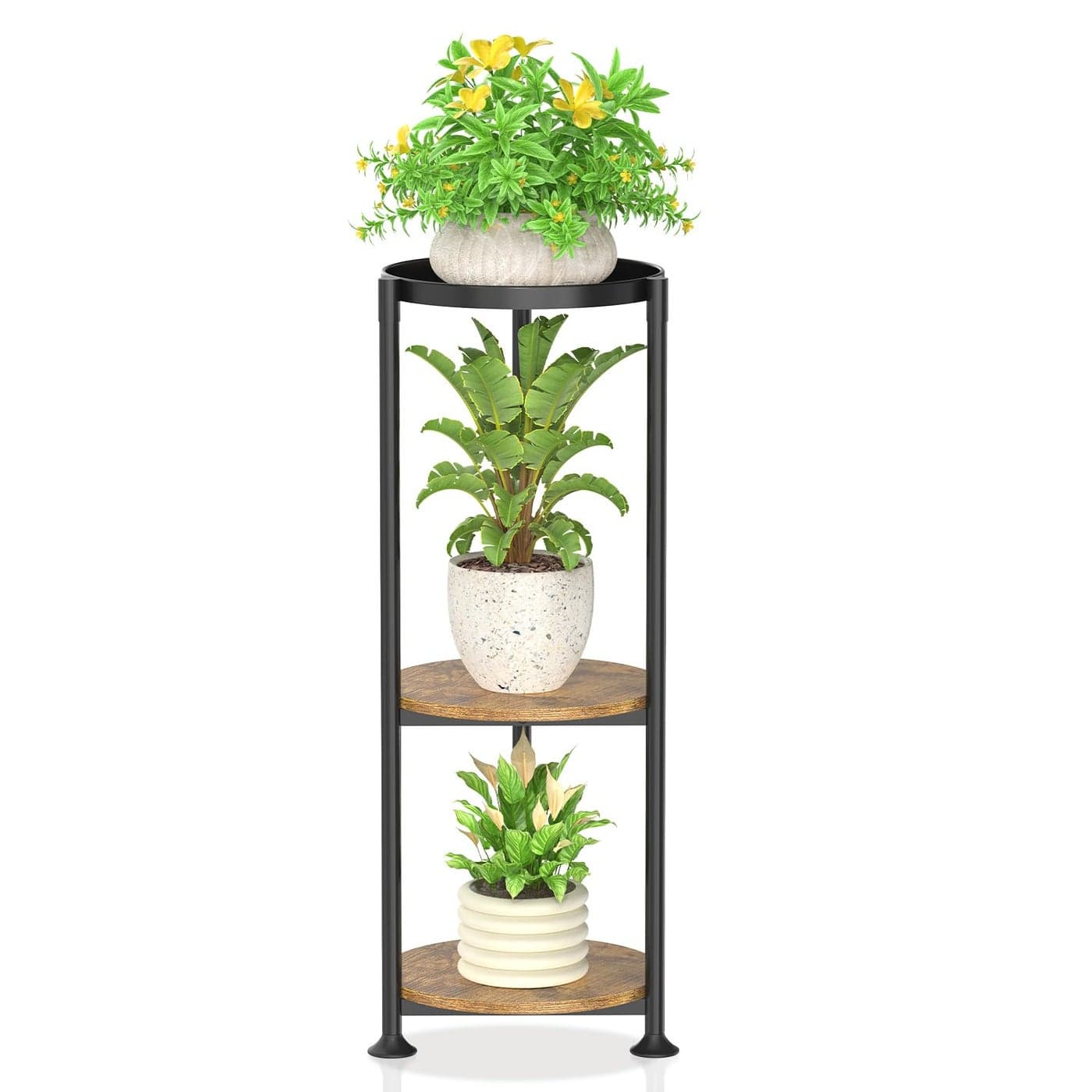 KMOTASUO 3 Tier Tall Metal Plant Stand 35 Inch Plant Stands Indoor Outdoor Rustproof Flower Pot Holder Display Rack for Corner Patio Garden Balcony Living Room