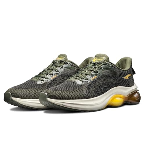 ASIAN Men POWERPLAY-08 Running and Casual wear Running Shoes with Laces, Lightweight and Comfortable Shoes with Upper Fabric and Phylon Sole for Men & Boys Olive,UK 8