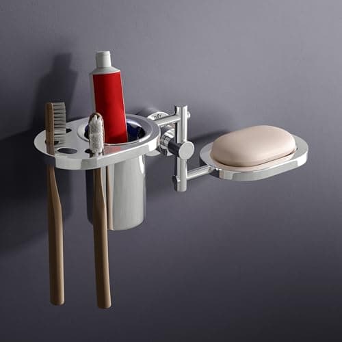 Gloxy Premium Soap Dish with Tumbler Holder - Stainless Steel 2 in 1 Rust Free Wall Mount Soap Stand with Tooth Brush Holder for Bathroom Fittings Accessories