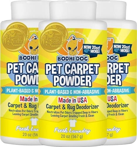 Bodhi Dog Natural Carpet Deodorizer Powder Dry Pet Smell Eliminator Urine Odor Remover Loosens Fur Dirt PlantBased Room Freshener for Vacuuming Home with Pets Fresh Laundry Pack of 3