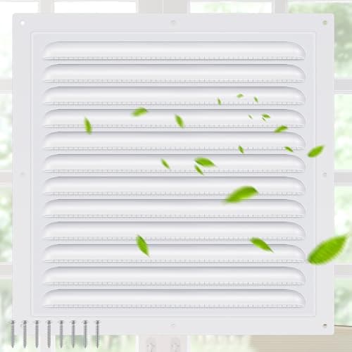 1 Pcs 12 x 12 Inch Aluminum Gable Vents Attic Vents Metal Gable Wall Shed Vent with Screw and Screen Mesh, Square Return Louver Grille for Ventilation Exterior Door House Attic Garage Ceiling
