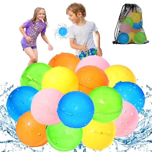 SOPPYCID 15PCS Reusable Water Balloons Quick Fill for Kids Refillable Magnetic Water Balloons for Pool Beach Water Ball Toys for Summer Outdoor Games Outside Activities