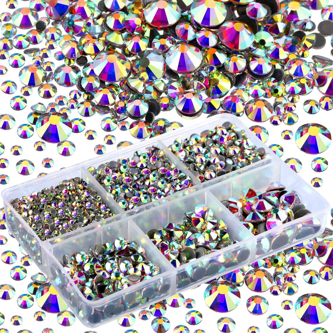 4000 Pieces Hotfix Rhinestones Crystals AB Clear Crystal Rhinestones Flatback Gems Round Crystal Rhinestones Bulk for Crafts Clothing Dance Costumes Crystal AB