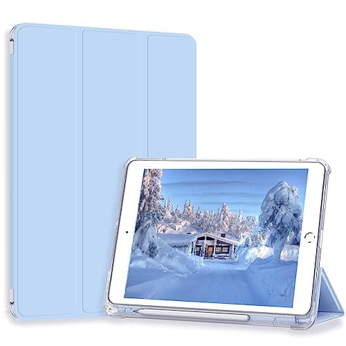 Divufus Case for iPad Pro 9.7 Only(Old Model 2016), Lightweight Slim Auto Sleep/Wake Trifold Stand Smart Cover, Soft TPU Frosted Translucent Back Pencil Holder Case for iPad Pro 9.7 Inch, Light Blue