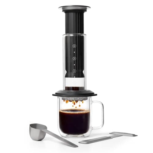 AeroPress Premium Coffee Press Glass Stainless Steel Aluminum Coffee Maker allinOne French Press PourOver EspressoStyle manual brewer 2 min brew for less bitterness more flavor Black